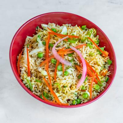 Pan fried rice with vegetables